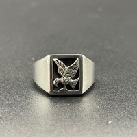 Mens 925 Sterling Silver Eagle Diamond Ring