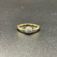 Ladies 10ct Yellow Gold Natural Diamond Cluster Ring