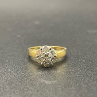 Ladies 18ct Yellow Gold Natural Diamond Cluster Ring