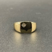 Mens 9ct Yellow Gold Natural Diamond Signet Ring