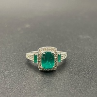 Ladies 9ct White Gold Blue Green Stone & Diamond Ring