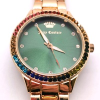 Juicy Couture Black Label JC/1226SH Rose Gold Watch Green Dial Crystal Bezel