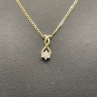 Ladies 9ct Yellow Gold Curb Link Chain & Diamond Cluster Pendant