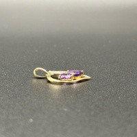 Ladies 9ct Yellow Gold Purple Stone Heart Pendant