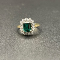 Ladies 9ct Yellow Gold Green Gemstone & Diamond Ring