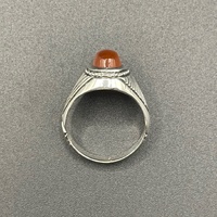 Mens 925 Sterling Silver Orange Stone Ring