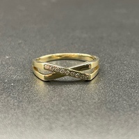 Mens 9ct Yellow Gold Diamond Ring