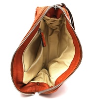 Chloe Orange Pebbled Leather Clutch Bag with Pouch and Card Tag