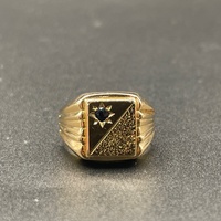 Mens 18ct Yellow Gold Diamond Signet Ring