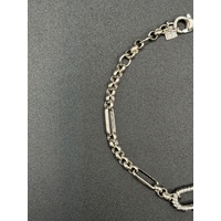 Ladies 925 Sterling Silver Paperclip & Belcher Link Bracelet
