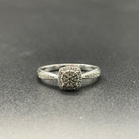 Ladies 9ct White Gold Diamond Cluster Ring