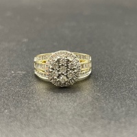 Ladies 9ct Yellow Gold Diamond Cluster Ring