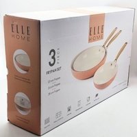 Elle Home EH3PFSAW 3 Piece Frypan Set Apricot Wash Non Stick Induction
