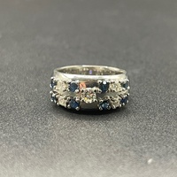 Ladies 18ct White Gold Blue Sapphire & Diamond Ring