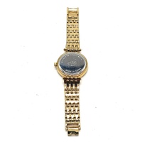 Elite Ladies Gold Tone Quartz Watch Crystal Bezel Sunray Dial 5080283