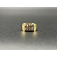 Mens 10ct Yellow Gold Diamond Ring