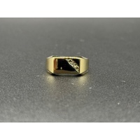 Mens 9ct Yellow Gold Diamond Signet Ring