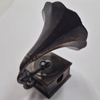 Antique Metal Gramophone Pencil Sharpener Vintage Desk Collectible Retro Office Decor