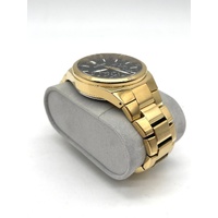 Citizen Gold Tone Stainless Steel Chronograph Quartz Mens Watch Black Dial