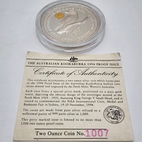 Perth Mint Australian Kookaburra Privy Marked 2oz Silver Coin Set 1994-1995