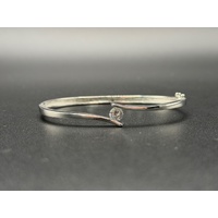 Ladies 925 Sterling Silver Cubic Zirconia Bangle