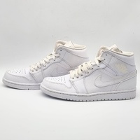 Nike Air Jordan 1 Mid Triple White 2020 Size 8 Leather 554724-130