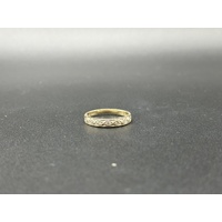 Ladies 9ct Yellow Gold Diamond Vintage Pattern Band Ring