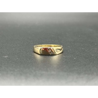 Mens 9ct Yellow Gold Diamond Signet Ring