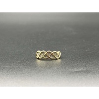 Ladies 9ct Yellow Gold Twist Pattern Diamond Ring