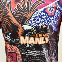 Manly Tribute ANZAC Lest We Forget Multicoloured Supporter Rugby Shirt