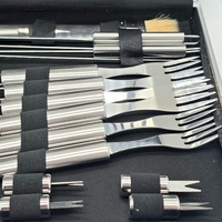 30pc Stainless Steel BBQ Grill Tool Set Utensils Kit Silver Hard Case