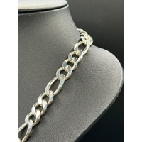 Mens Solid 925 Sterling Silver Figaro Link Necklace