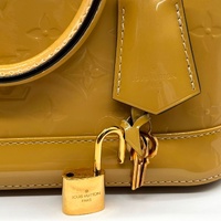 Louis Vuitton Alma BB Monogram Vernis Satchel Bag Beige Yellow with Strap
