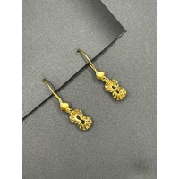 Ladies 21ct Yellow Gold Peanut Design Dangle Earrings