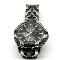 Seiko V172-0AK0 Mens Solar Chronograph Two-Tone Metal Watch 100m WR