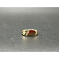 Mens 9ct Yellow Gold Diamond Signet Ring
