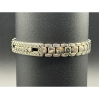 Unisex 14ct White Gold Diamond Fancy Link Bracelet