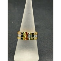 Ladies 18ct Three Tone Gold Stack Ring 