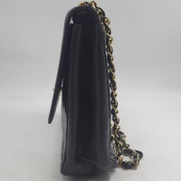 CHANEL Classic Maxi Flap Shoulder Bag Black Lambskin Leather Gold Chain Authenticated