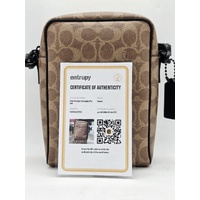 Coach CET69 C2654 Tristan Crossbody Bag 14 Signature Canvas Brown Dust Bag COA