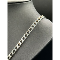 Unisex 925 Sterling Silver Square Curb Link Necklace