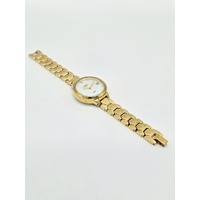 Elite Ladies Quartz Watch Gold Tone Bracelet Stainless Steel Back 5080379