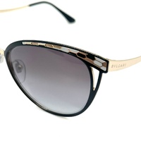 BVLGARI BV6083 2018/8G Womens Cat Eye Sunglasses Black Pale Gold Grey Italy