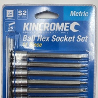 Kincrome K5523 11pc Metric Ball End Hex Socket Set S2 Steel 1/4" & 3/8" Drive