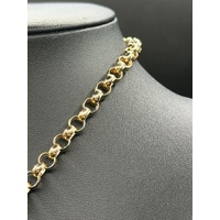 Ladies 9ct Yellow Gold Round Belcher Link Heart Clasp Necklace