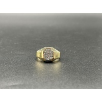 Mens 9ct Yellow Gold Diamond Signet Ring