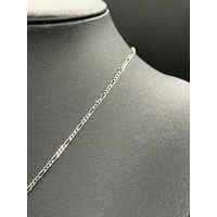Ladies 18ct White Gold Figaro Chain & Cubic Zirconia Cross Pendant