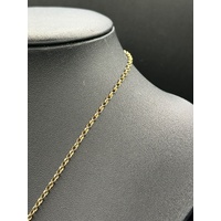 Ladies 9ct Yellow Gold Belcher Link Chain & Double Heart Diamond Pendant