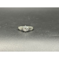 Ladies 14ct White Gold Cubic Zirconia Solitaire Ring
