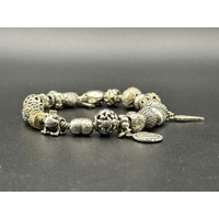 Ladies 925 Sterling Silver Pandora Charm Bracelet with 20 Mixed Charms